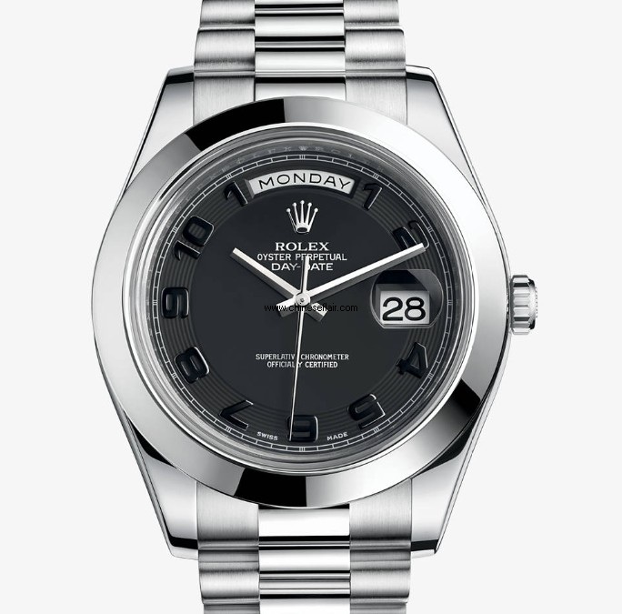 Rolex Date-Day II 41 mm Black Arabic Markers Watch